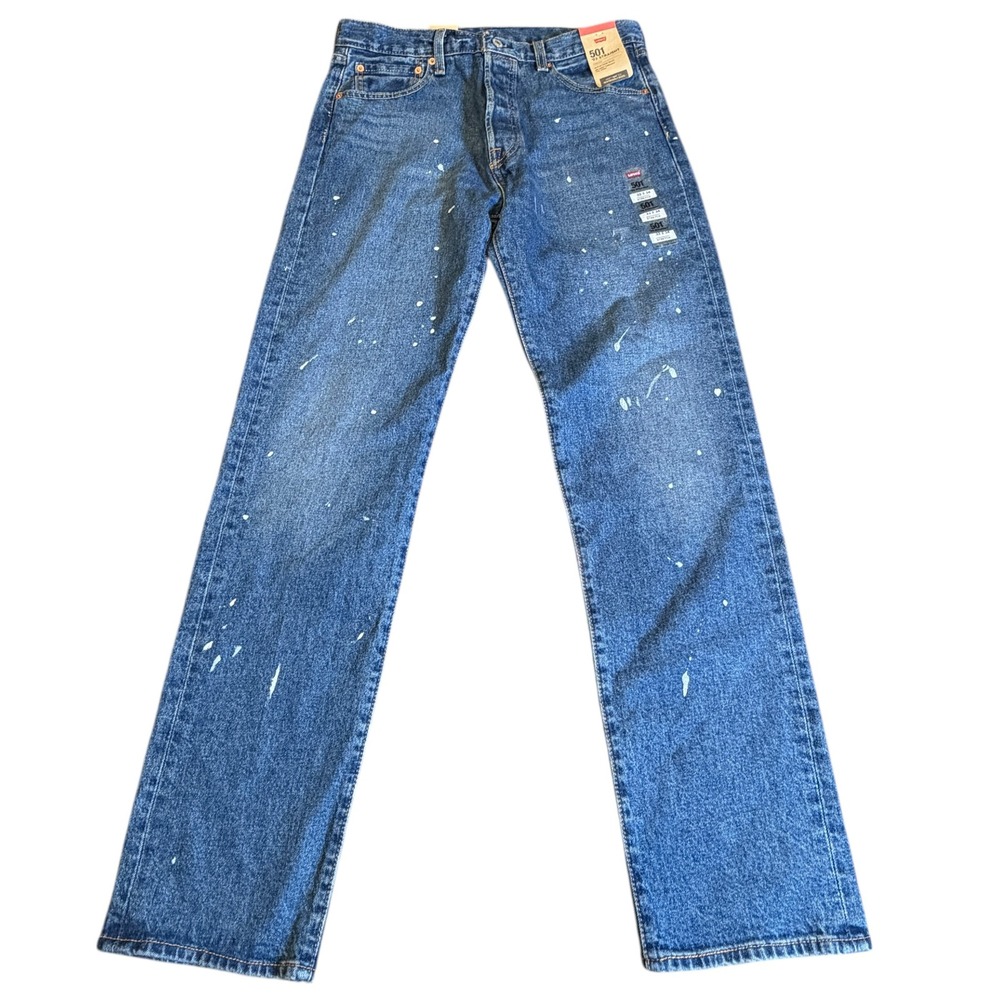 Levi's 501 '93 Straight Jeans Mens 33x34 Blue NWT Paint Splatter Button Fly